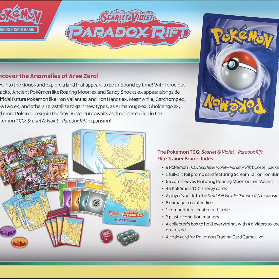 Pokemon Scarlet & Violet Paradox Rift: Elite Trainer Box Roaring Moon (ETB)